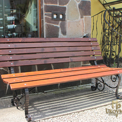 Kovaná lavička - záhradná lavička s drevom - červený smrek