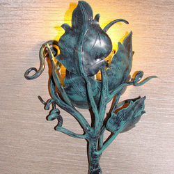 Luxusné svietidlo  - bočná kovaná lampa Slnečnica