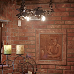 Malý kovaný luster - hrozno - luxusné stropné svietidlo nielen do vínnej pivnice - interiérové svietidlo