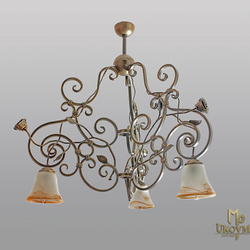 Trojramenný luster v rustikálnom štýle - ručne kované závesné svietidlo