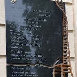 Commemorative plaque made for the Empty Chair project at the Evangelical United School in Prešov, Slovakia Commemorative plaque made for the Empty Chair project at the Evangelical United School in Prešov, Slovakia